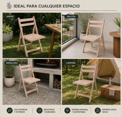 Silla Plegable Madera Eucaliptus