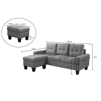 Sillon 3 cuerpos con chaise Herbie - GRIS