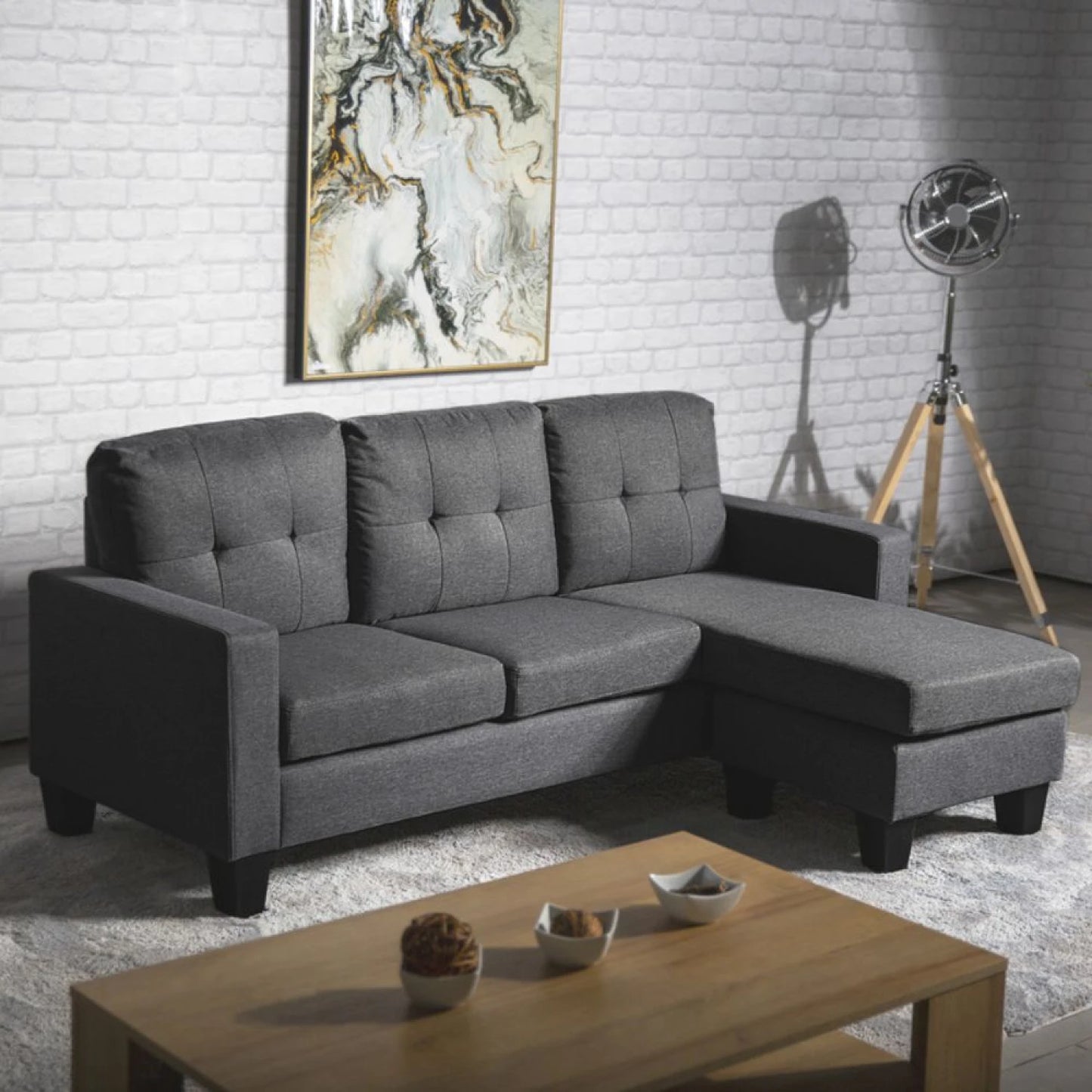 Sillon 3 cuerpos con chaise Herbie - GRIS