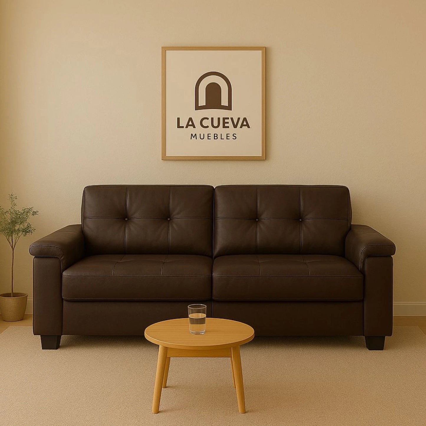 Sillon 3 cuerpos Eco Cuero Luares - Chocolate
