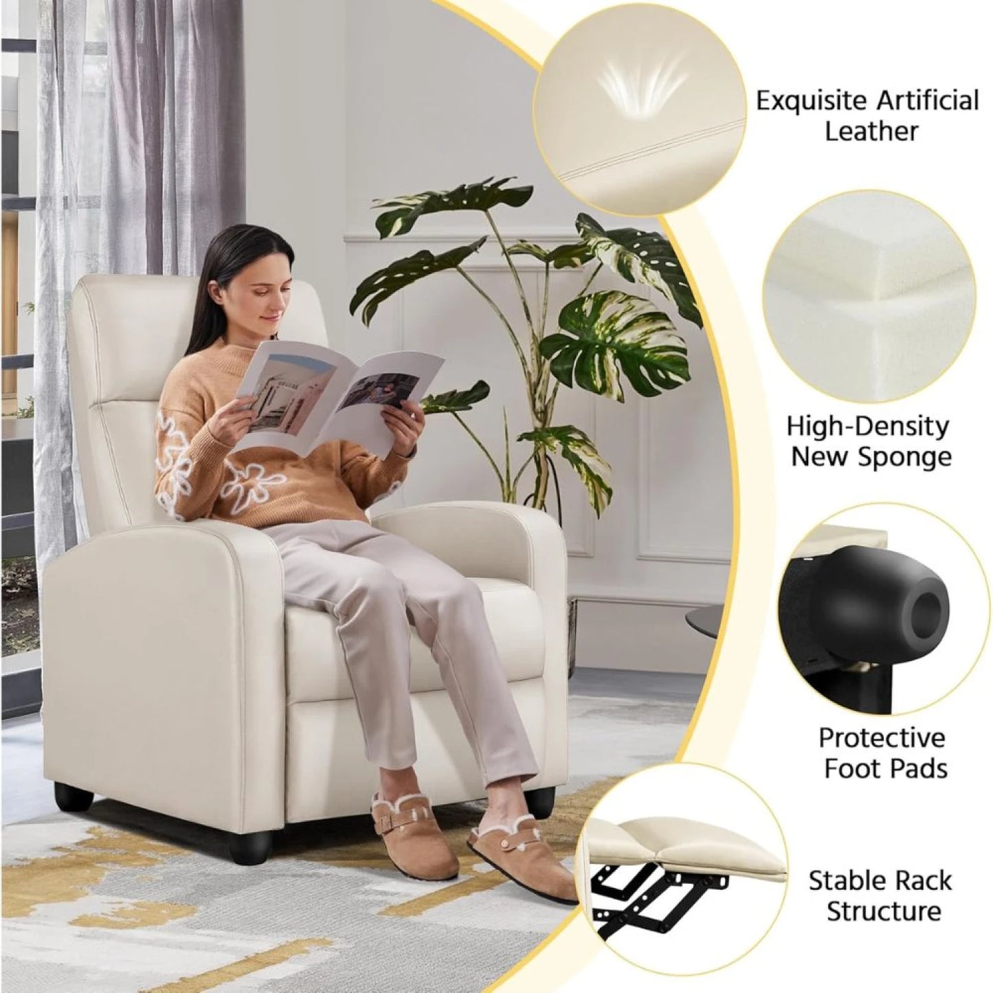 Sillon reclinable 1 cuerpo - Beige