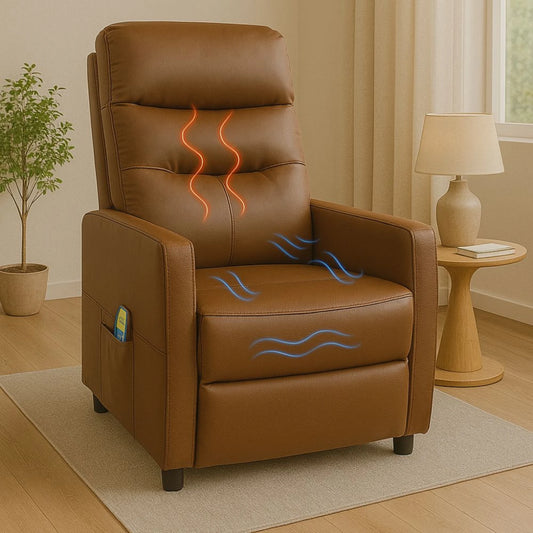 Sillon reclinable 1 cuerpo con masajeador y calefaccion - Marrón