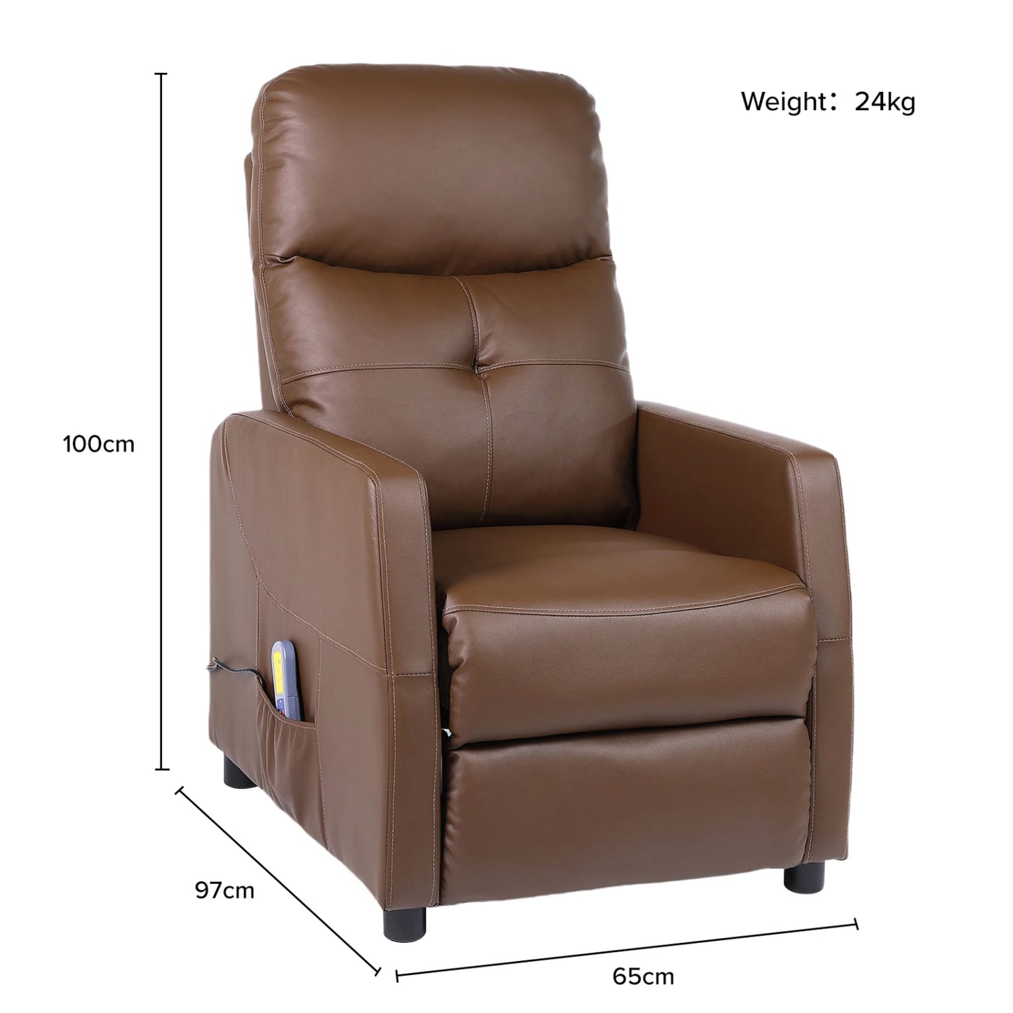 Sillon reclinable 1 cuerpo con masajeador y calefaccion - Marrón