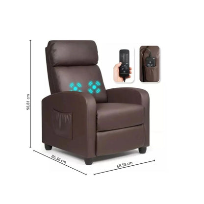 Sillon reclinable 1 cuerpo con masajeador y calefaccion - Marrón