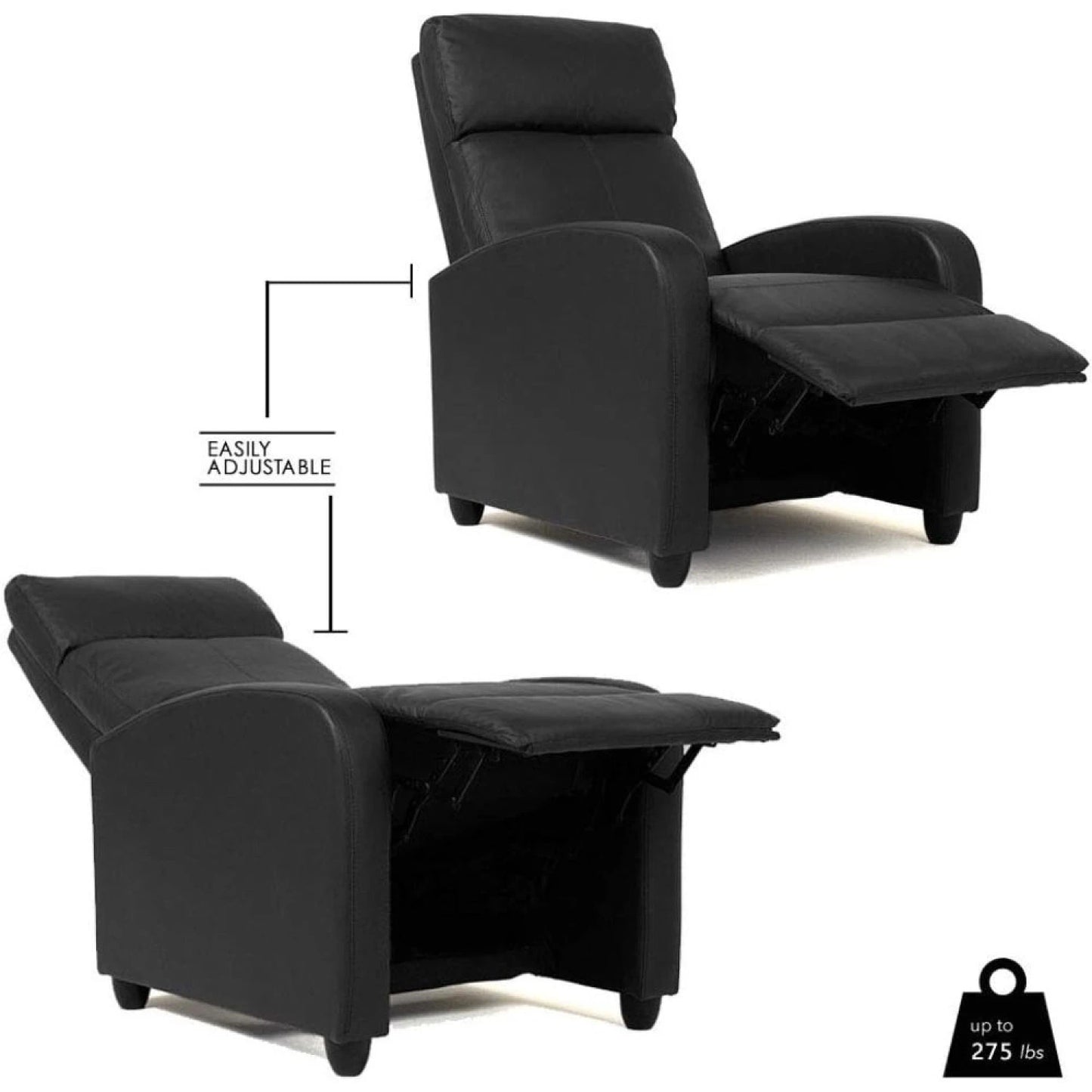 Sillon reclinable 1 cuerpo con masajeador y calefaccion - Negro