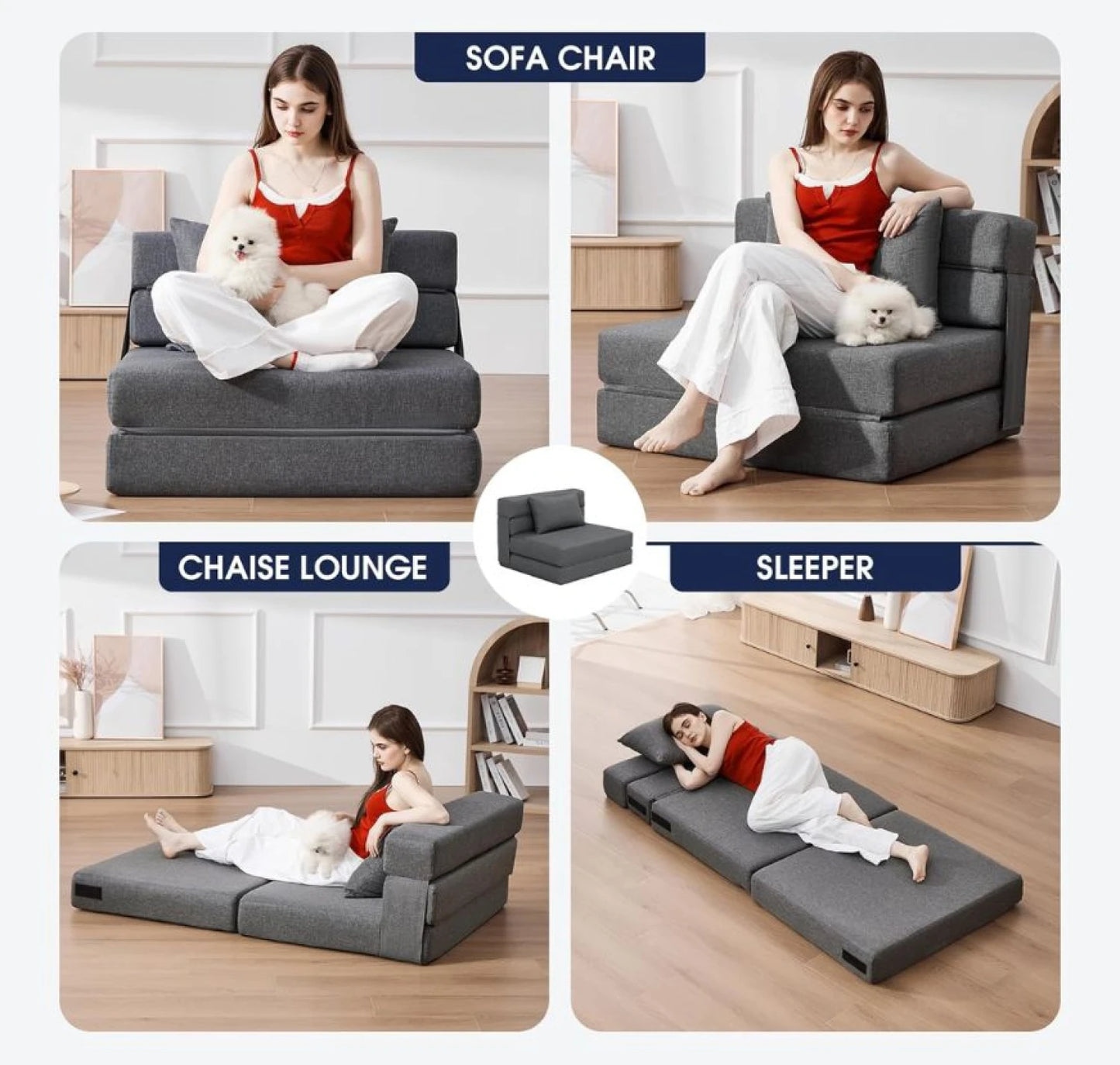 Sofa cama Foldie 1 cuerpo - Azul