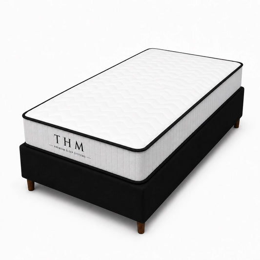 Sommier 1 Plaza - Colchon THM Hybrid Memory Foam 80X185