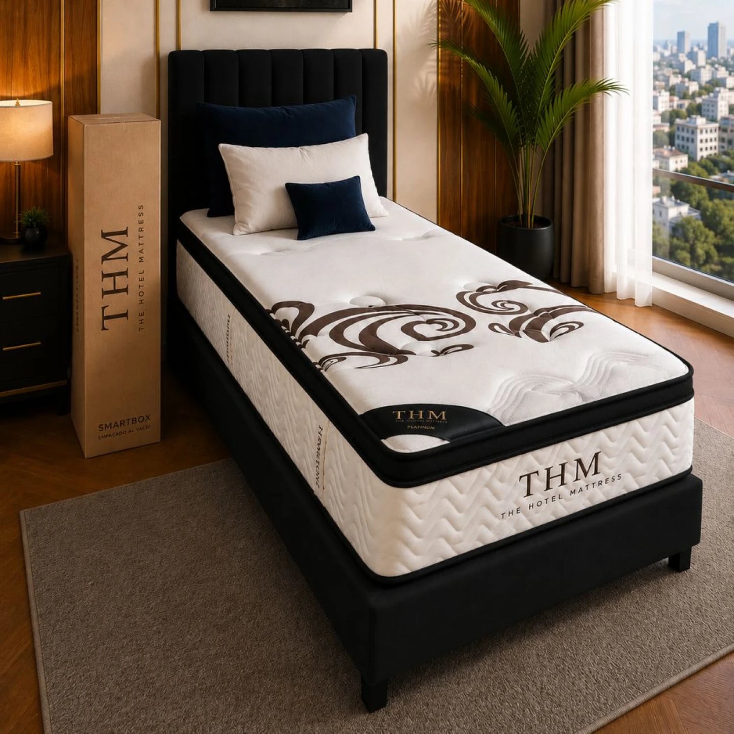 Sommier 1 Plaza THM Palladium 80X185 - Negro