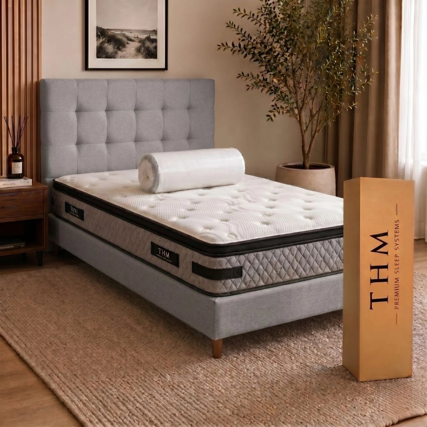 Sommier 1 Plaza THM Platinum 90X190 - Negro