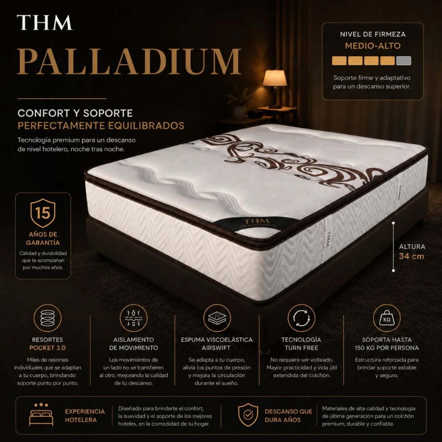 Sommier 2 Plazas Box THM Palladium Hybrid