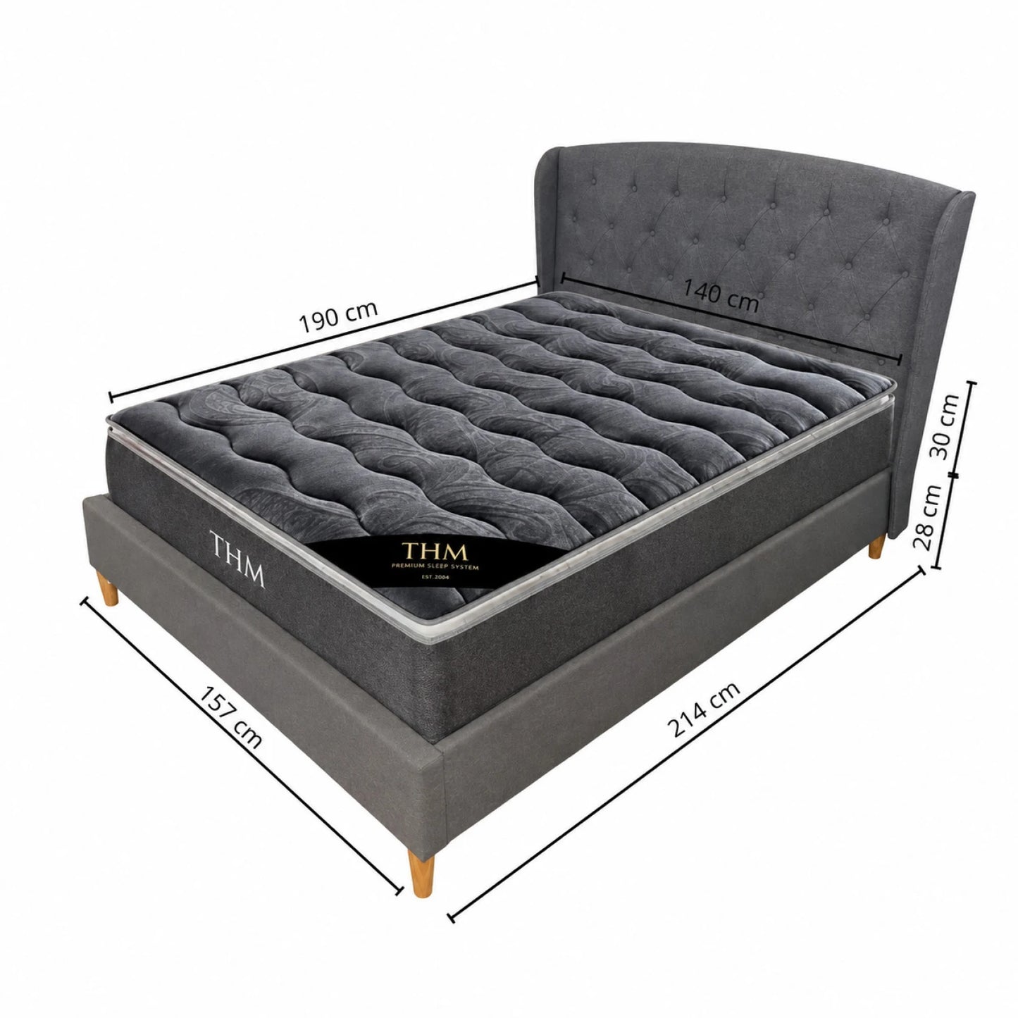 Sommier 2 Plazas THM Hybrid Silver Con Respaldo