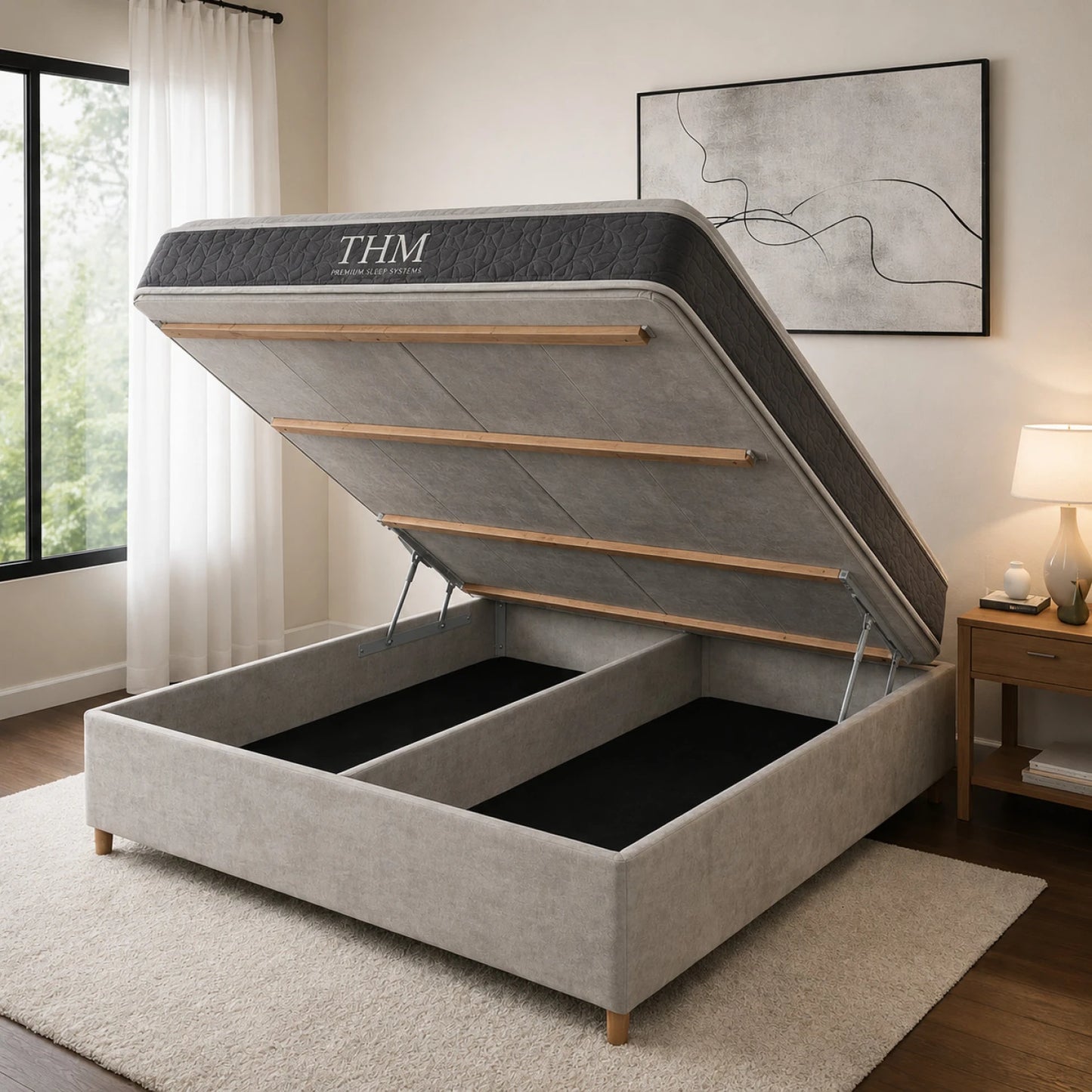 Sommier 2 Plazas THM Hybrid Silver Smart Box Baúl - Negro