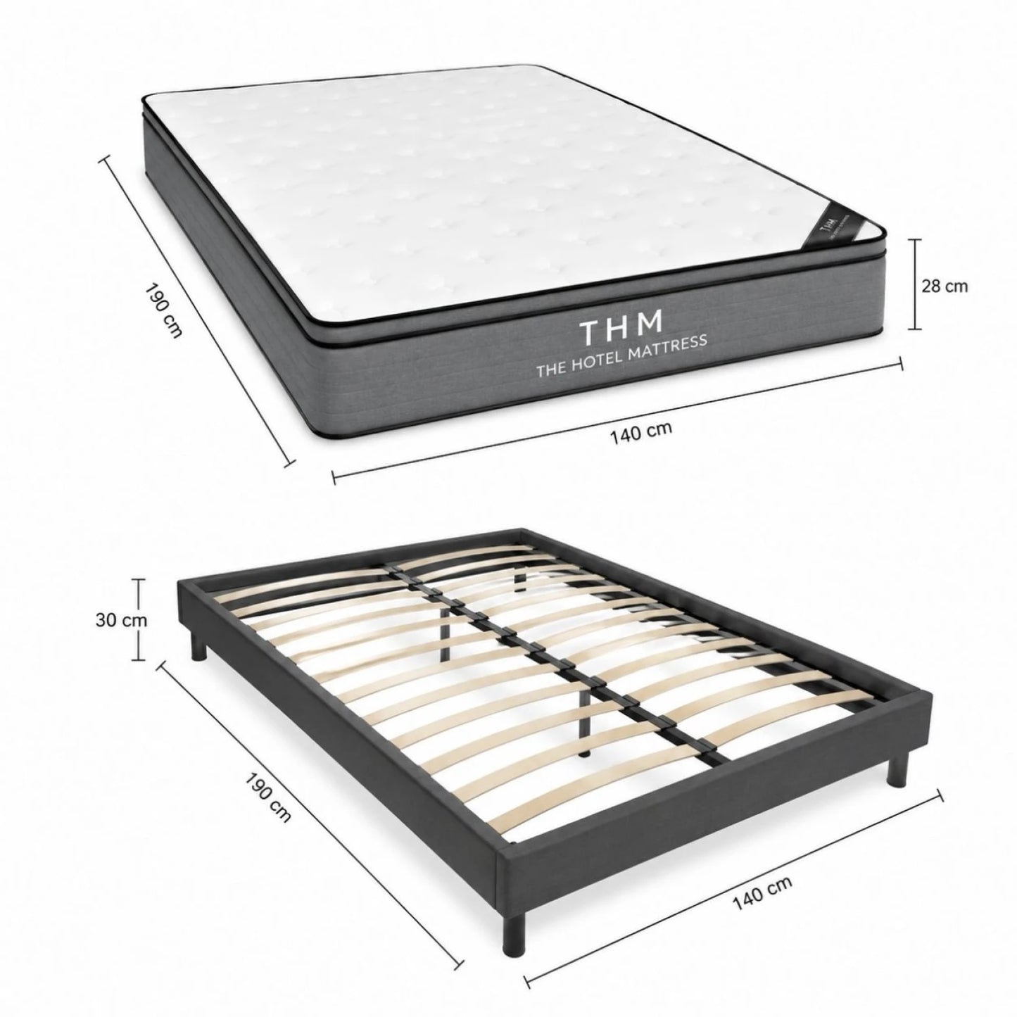 Sommier 2 Plazas THM Ruthenium