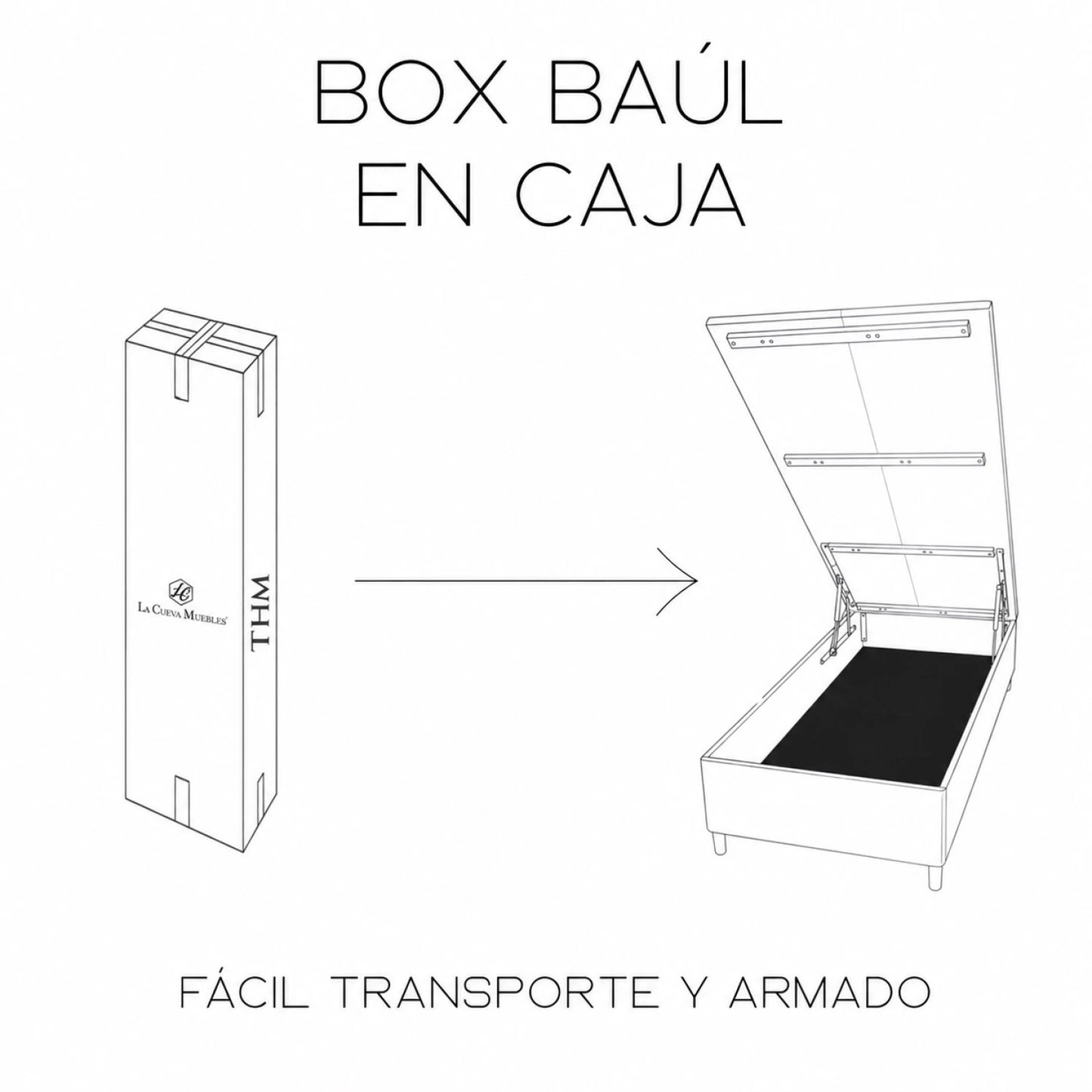 Sommier Baúl 1 plaza Smartbox Memory Foam - Negro
