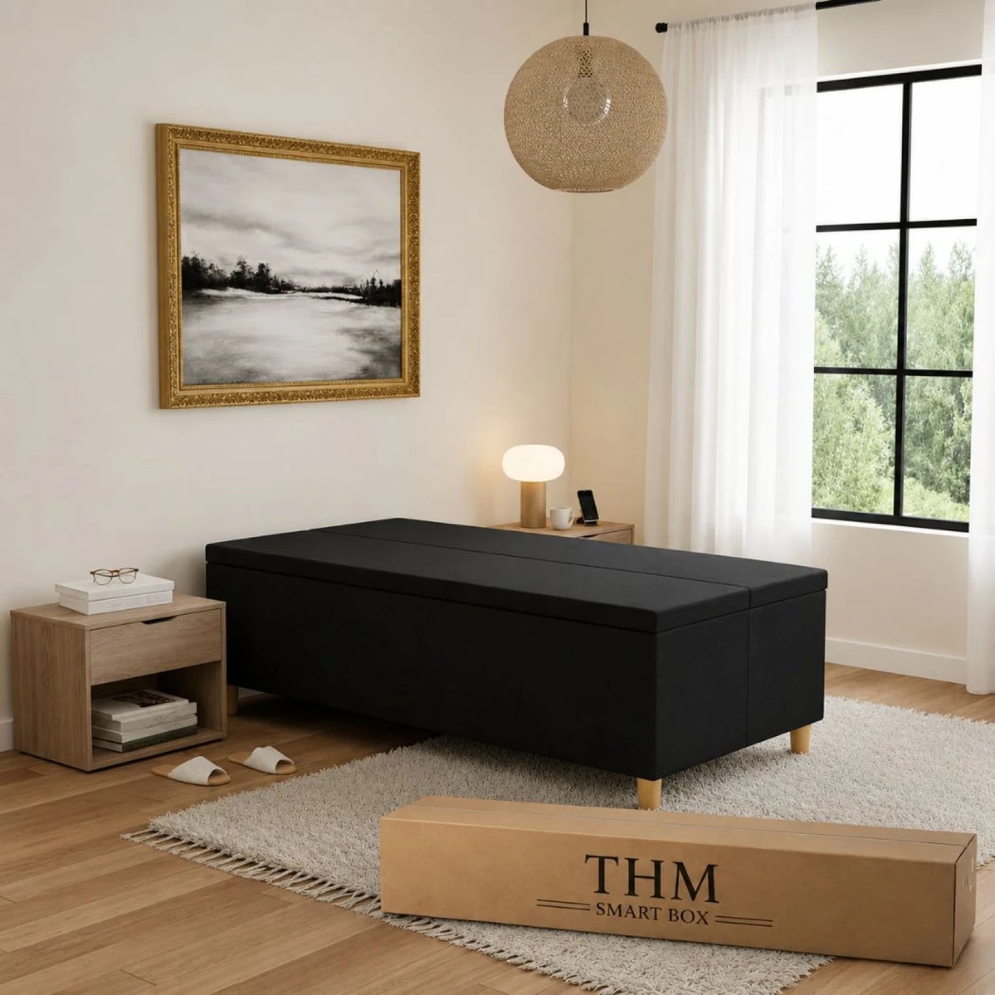 Sommier Baúl 1 plaza Smartbox Palladium 90X190 - Negro