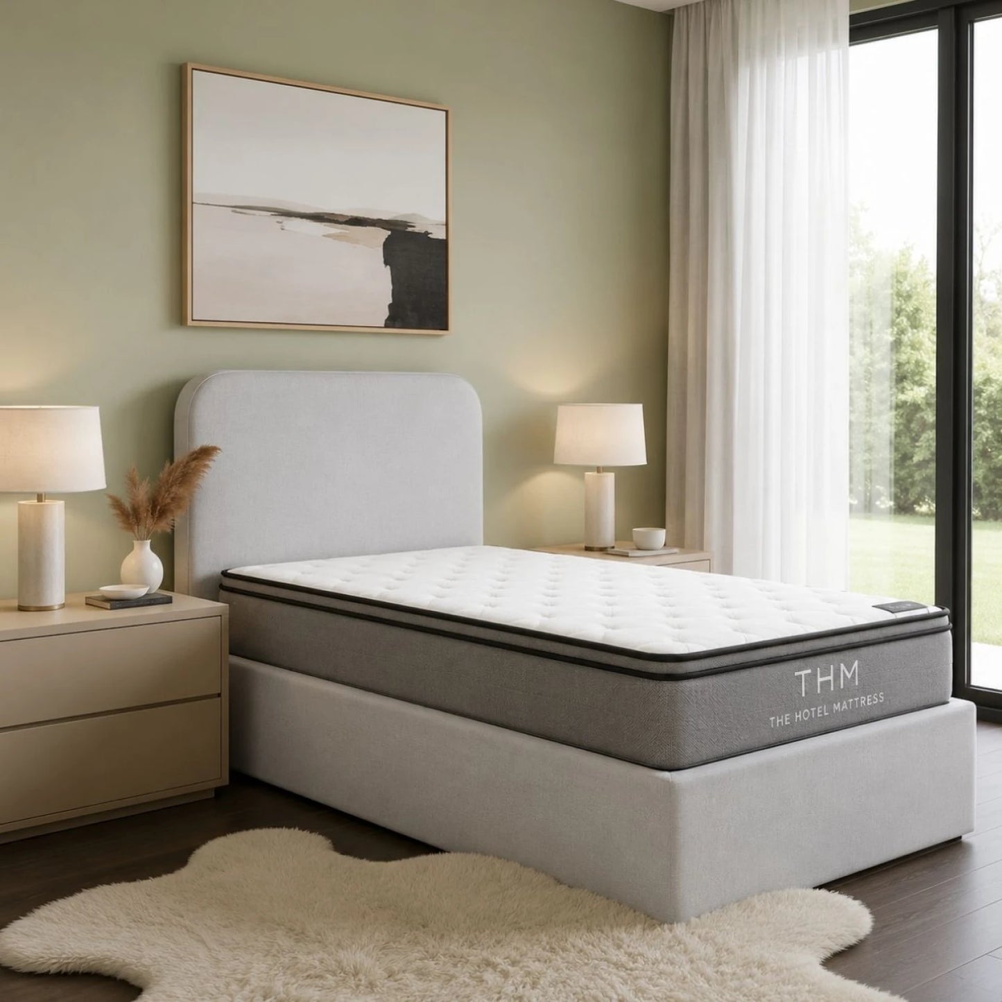 Sommier baul 1 plaza THM Hybrid Ruthenium con respaldo