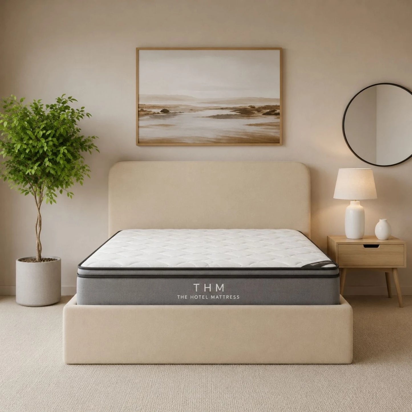 Sommier Baul 2 Plazas THM Hybrid Ruthenium Con Respaldo