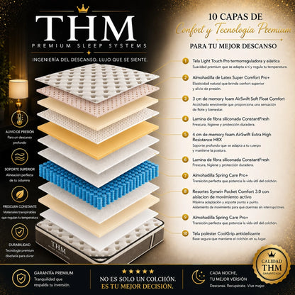 Sommier Baul Queen Hybrid THM Gold Con Respaldo