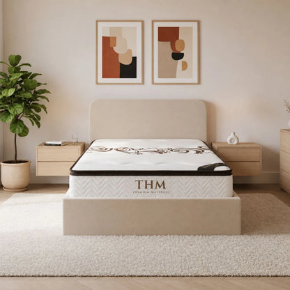 Sommier baul queen THM Hybrid Palladium con respaldo