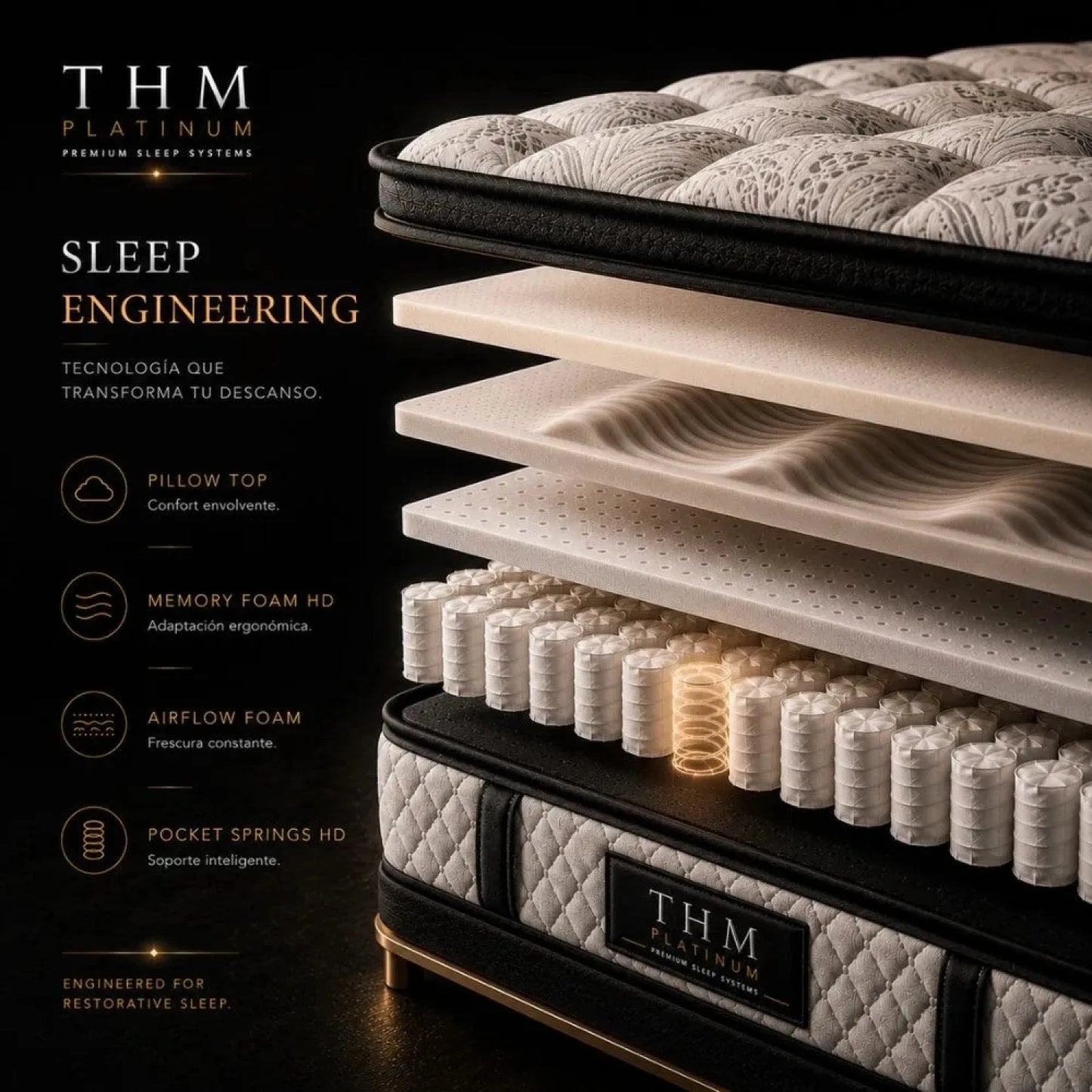 Sommier Extra King THM Platinum - Negro