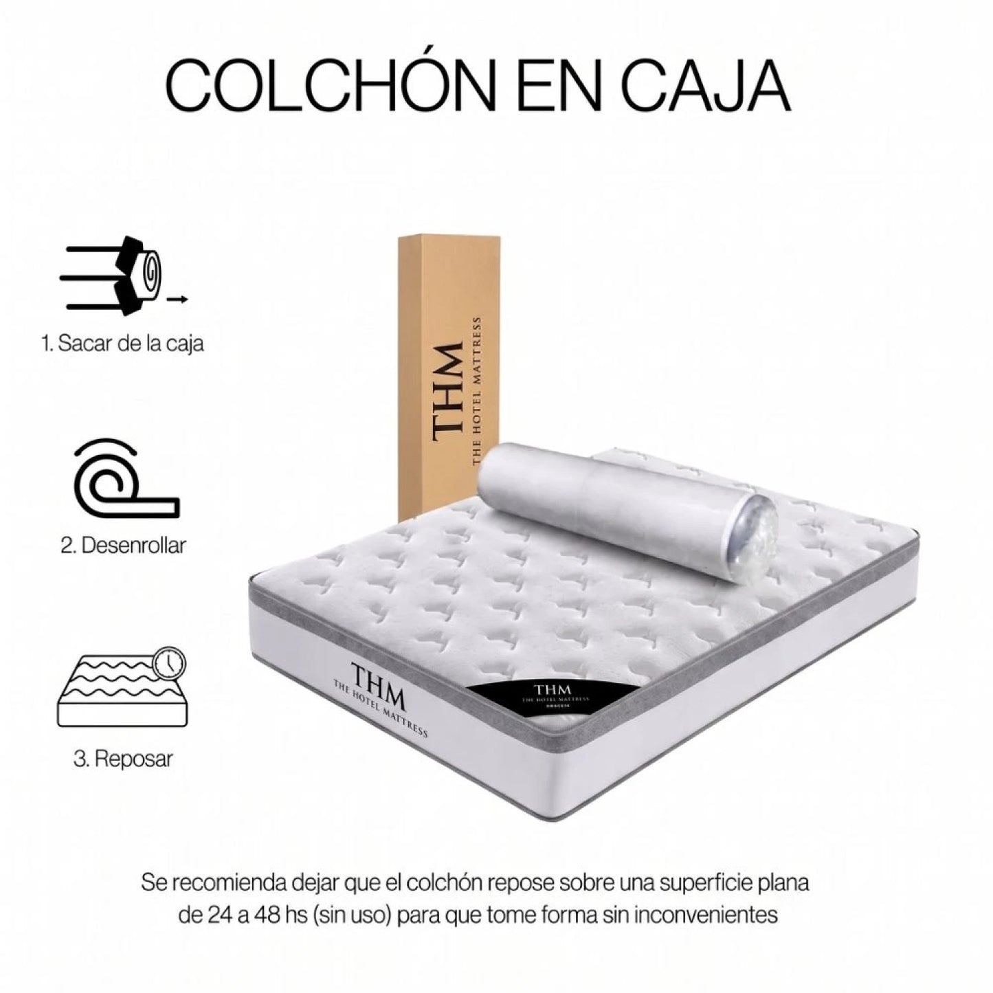 Sommier Plaza Y Media THM Rhodium - Negro