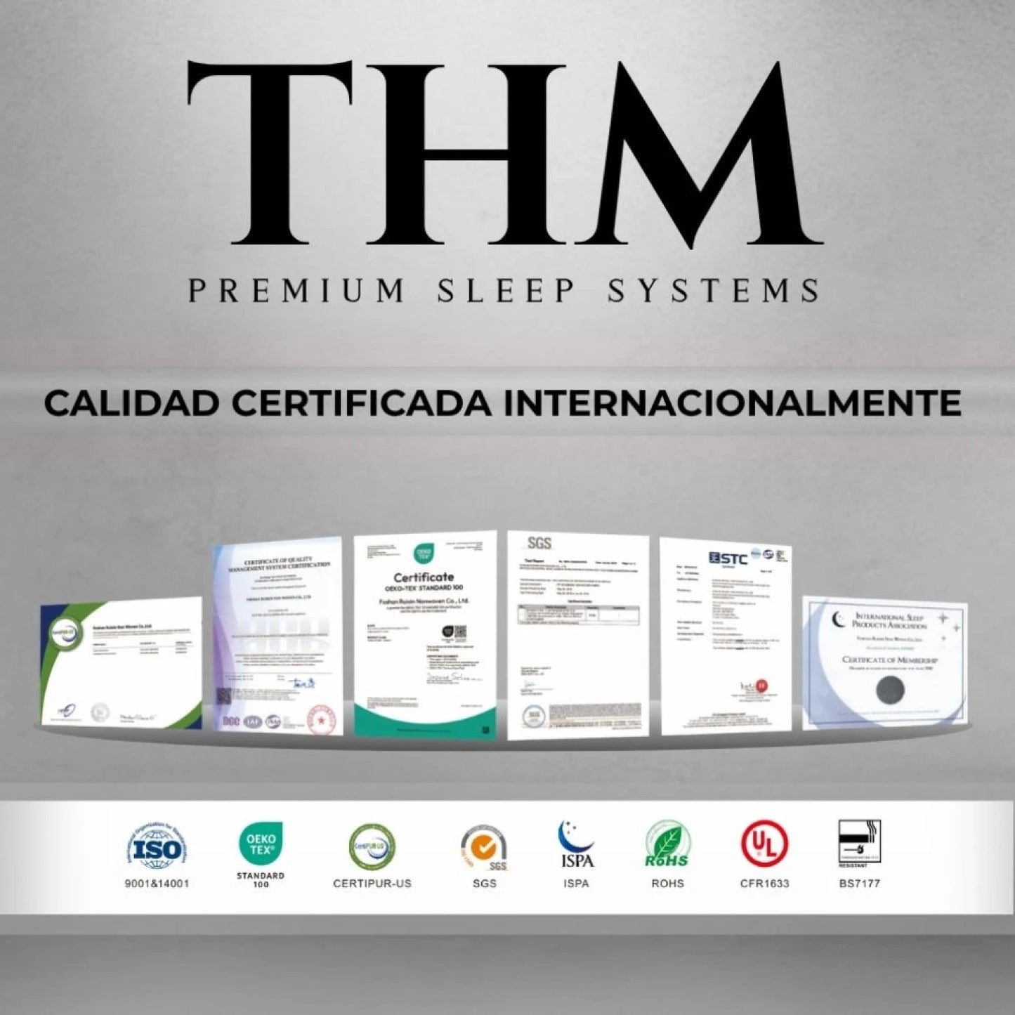 Sommier Plaza Y Media THM Rhodium - Negro