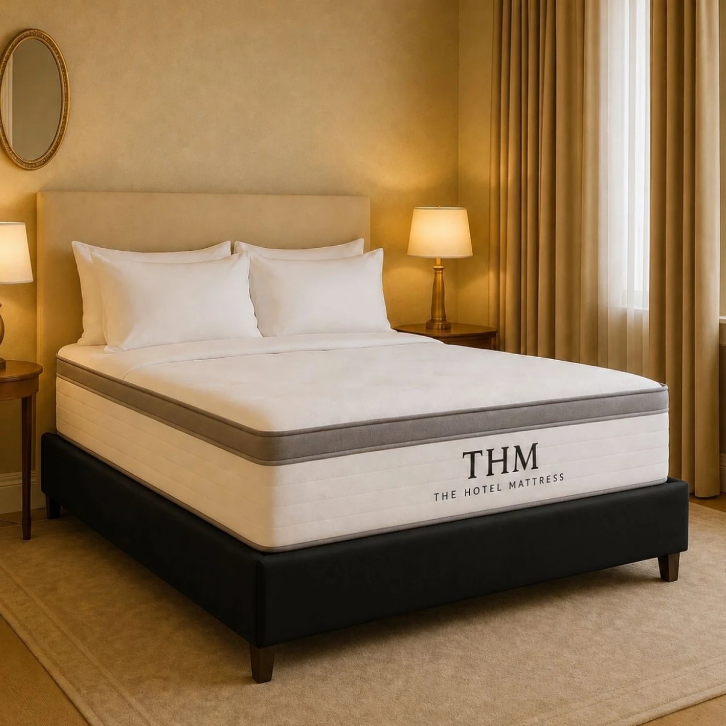 Sommier Plaza Y Media THM Rhodium - Negro