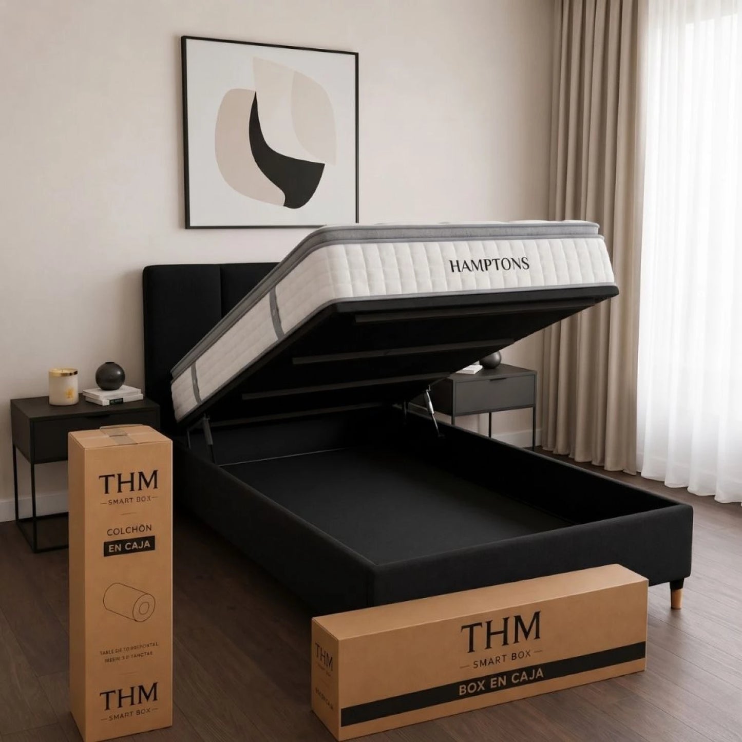 Sommier Plaza Y Media THM Rhodium - Negro