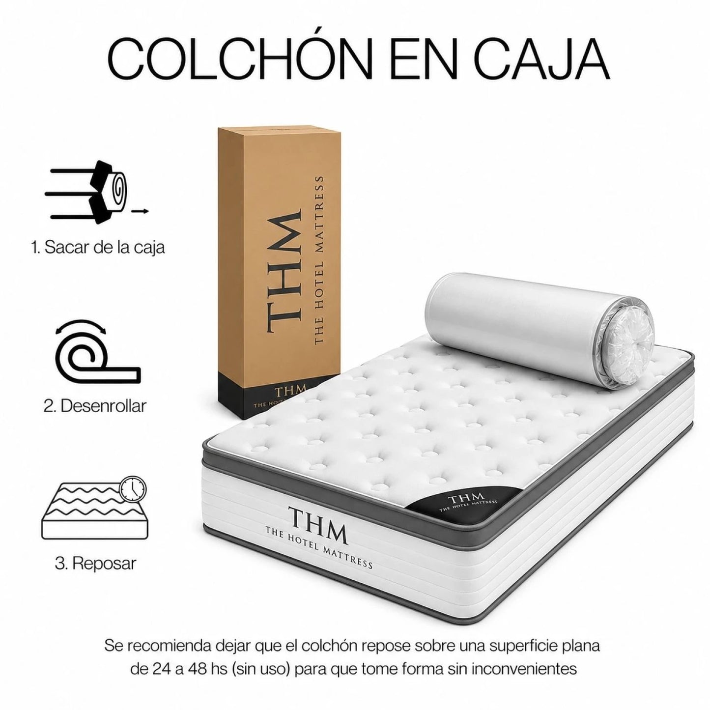 Sommier Plaza Y Media THM Ruthenium - Negro