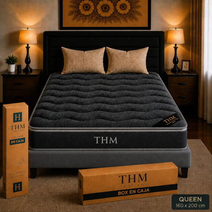 Sommier Queen Colchon THM Hybrid Silver - Negro
