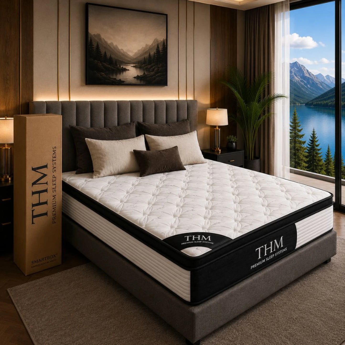 Sommier Queen THM Hybrid Cobalt Smart Box Baúl - Negro