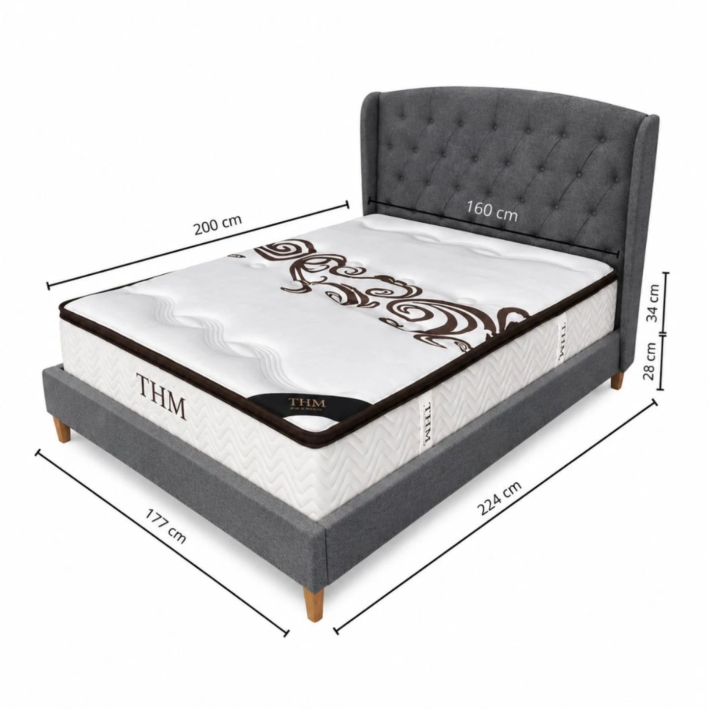 Sommier queen THM Hybrid Palladium con respaldo