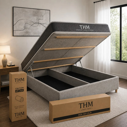 Sommier Queen THM Hybrid Silver Smart Box Baúl - Negro