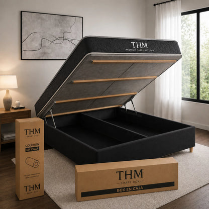 Sommier Queen THM Hybrid Silver Smart Box Baúl - Negro